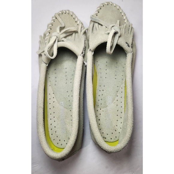 Minnetonka Womens Kilty Plus Moccasin Sz 8 Green‎ Purple Suede Flat Slip On Shoe - Picture 9 of 10